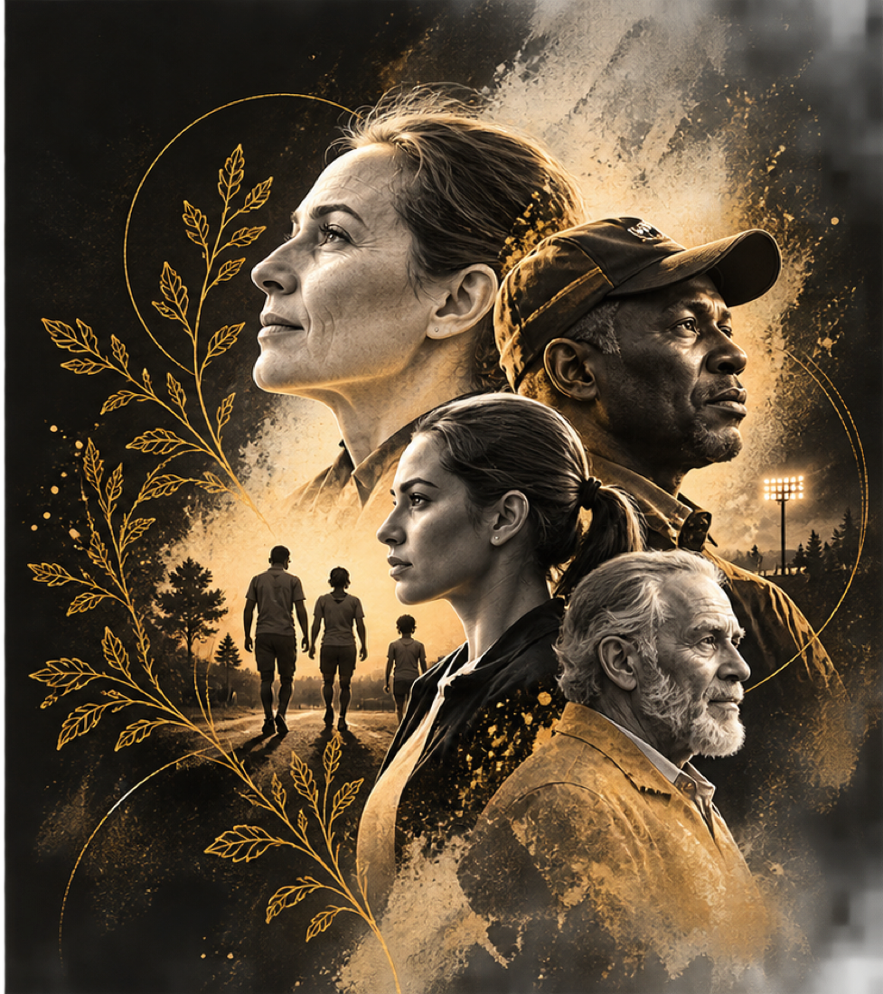 Illustration of parents, coaches, mentors and others who shape a person's journey.
