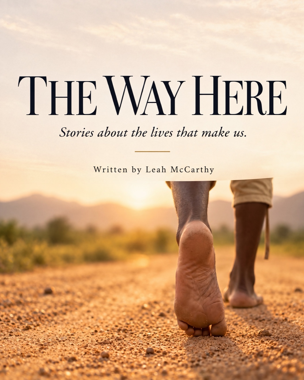 The Way Here editorial cover showing two people walking along a sunlit road.